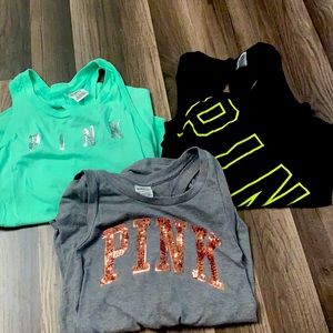 3 PINK tank tops